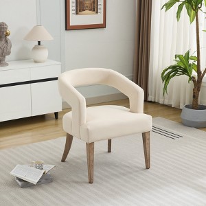 Aortzio 25.79"W Wide Modern Barrel Open Back Upholstered Accent Chair With solid wood Legs - 1 of 4