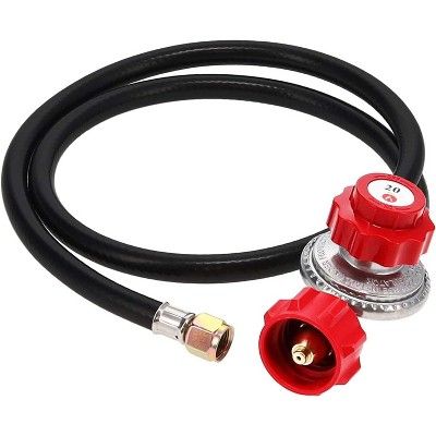 GasOne 4 ft High Pressure 0-20 PSI Adjustable Regulator with Red QCC-1 Type Hose 2109-RED