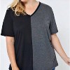 Women's Color Block Plus Top with Rhinestone Angel Wings on Back - VOCAL APPAREL - 4 of 4