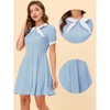 Allegra K Women's Fit and Flare Contrast Color Bowtie Neck Dress - 2 of 4