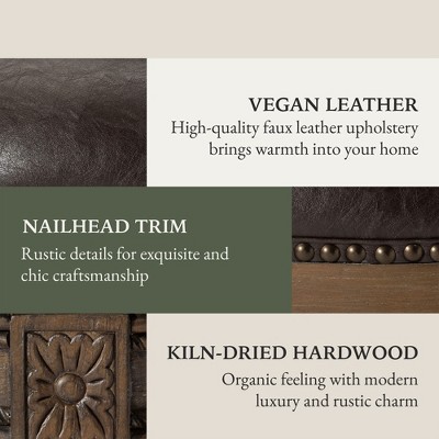 Walnut Swivel Backless Saddle Style Wood Leather Stool