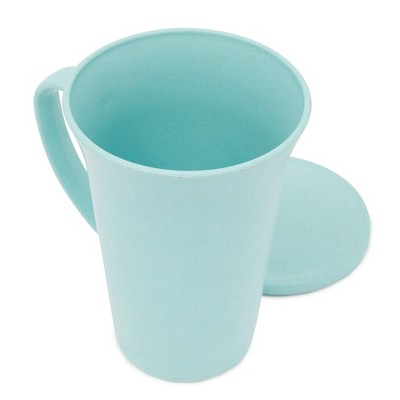 Pastel Pink, Green, and Blue Wheat Straw Mugs with Lids, Set of 6