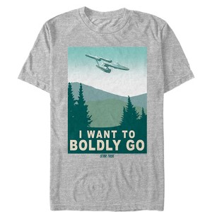 Men's Star Trek I Want To Boldly Go Travel Poster T-Shirt - 1 of 4