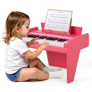 Costway 25 Keys Digital Piano with Music Stand,Teaching Mode,Lighted Keys, Adjustable Speed Black/Pink/Brown - 1 of 4