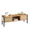 55.12"/54.33"W Rattan TV Stand with Solid Wood/Metal Legs and Sliding Door for Storage, TV Console Cabinet 4W - ModernLuxe - 4 of 4
