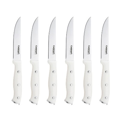 Cuisinart Classic 15pc White Triple Rivet Knife Block Set - High Carbon Stainless Steel, Ergonomic Handle