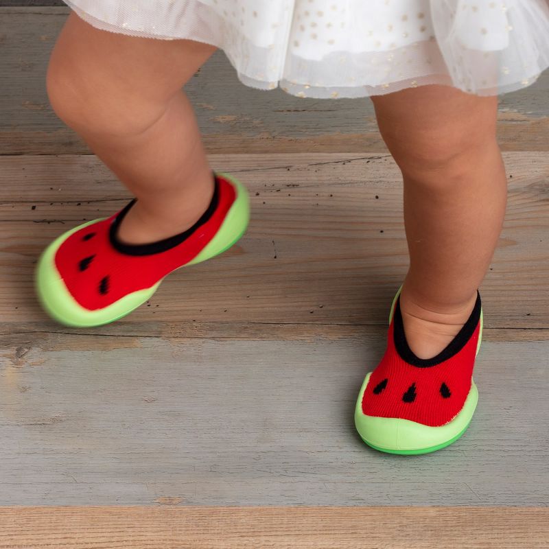 Komuello Baby Girl First Walk Sock Shoes Flat Style - Flat Watermelon, 3 of 9
