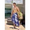 HAPPY BAY Men's Hawaiian Lava Lava Beach Sarong Wrap Beachwear Cover-Up Summer Long Swimwear Vacation Cover Up For Men One Size Blue Floral - 2 of 4
