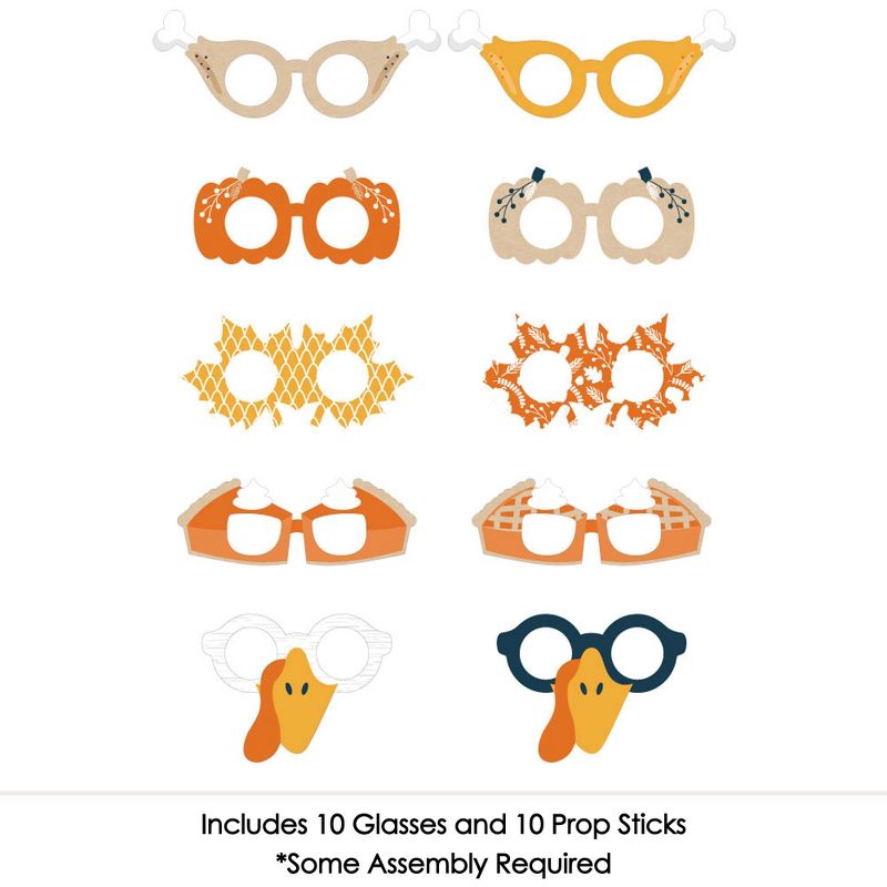 Big Dot of Happiness Happy Thanksgiving Glasses - Paper Card Stock Fall Harvest Party Photo Booth Props Kit - 10 Count, 3 of 6