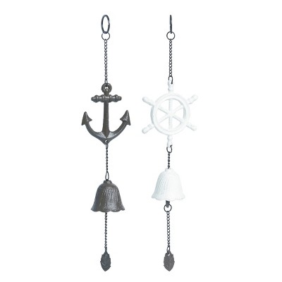 Transpac Iron Hanging Coastal Bell Set of 2 Spring Home Decorations