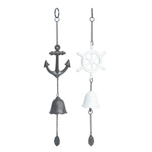 Transpac Iron Hanging Coastal Bell Set of 2 Spring Home Decorations - 1 of 1