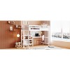 Okak Full Size Wooden Bunk Bed with Desk, Writing Board Loft Bunk Bed with Storage Shelves for Teens, Space-Saving Easy Assemble, White - 3 of 4