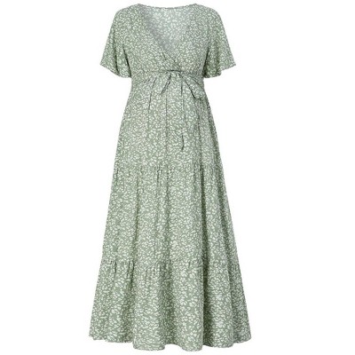 Wrap Midi Dresses A-Line Flare Casual Short Dresses