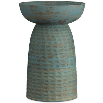 Willis Wooden Accent Table Teal Wash - WyndenHall: Mid-Century Modern, Mango Wood, Scratch-Resistant