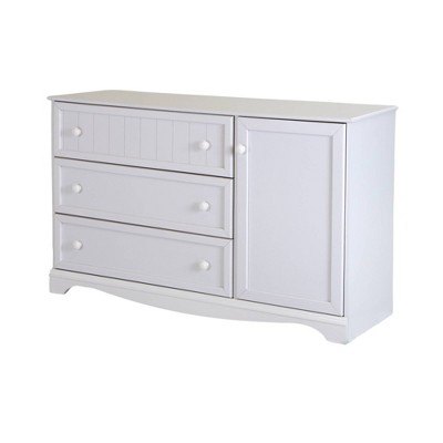Savannah Cottage-Style 3-Drawer Combo Dresser in Pure White