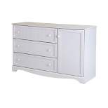Savannah 3-Drawer Dresser with Door  Pure White  - South Shore
