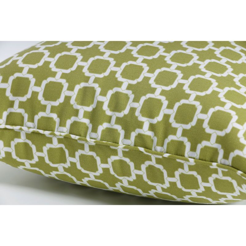 Outdoor 2-Piece Lumbar Toss Pillow Set - Green/White Geometric 24", 3 of 7