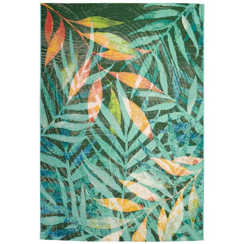 Liora Manne Marina Leaves Indoor Outdoor Rug Blue 4'10