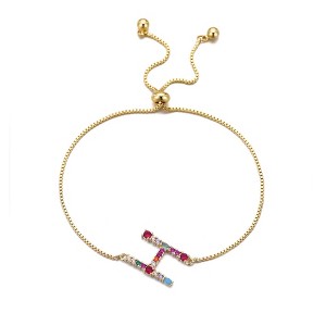 Adornia 14k Gold Plated Multi Color Stone Initial Bolo Bracelet - 1 of 1