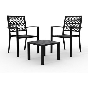ODK 3-Piece Outdoor Bistro Set - Modern Steel Patio Furniture with 2 Stackable Chairs & 1 Table for Garden, Balcony, Poolside - 1 of 4