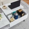 White 39" Wood Lift-Up Coffee Table with Hidden Compartments and Storage Shelves - 4 of 4