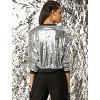 INSPIRE CHIC Women's Party Sequin Sparkle Long Sleeve Cropped Length Zipper Bomber Jacket - 4 of 4
