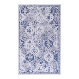 ChicFurnit Rug Indoor Machine Washable Stain Resistant and Non Slip for High Traffic Areas, Blue, 18.5"*12.2"*8.3" - 1 of 4