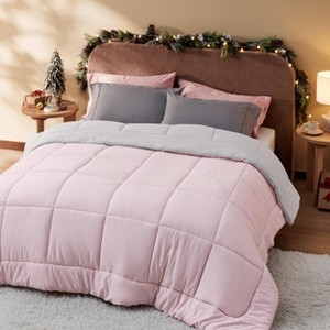 Comforters- Duvet Insert Contrast Down Alternative Comforter Quilted All Season Duvet with 8 Tabs, Machine Washable, Gifts for Women - 1 of 4