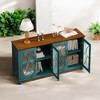 4-Door Cabinet with Tempered Glass Doors,Elegant European Antique Style,MDF with Wood Veneer,Adjustable Shelves,Storage Sideboards for Dining - 3 of 4