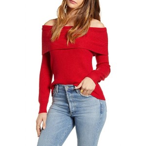 Women's Off Shoulder Long Sleeve Soft Knit Sweater - Leith - 1 of 1
