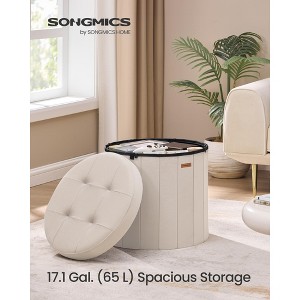 Round Storage Ottoman with Removable Lid, 18.1 Inch Folding Footrest Stool with Velvet Cover - 1 of 4