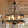 LamQee Farmhouse Dining Room Light Fixture Modern Farmhouse Chandelier Rustic Pendant Ceiling Lights with Wood Cage Shade - 2 of 4