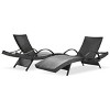 Set Of 2 Outdoor Wicker Chaise Lounge Chairs With Adjustable Backrest,Patio Rattan Reclining Chair With Pull-out Side Table -Maison Boucle - 4 of 4