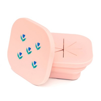 Image of Austin Baby Collection Silicone Collapsible Snack Bowl - Wildflower Ripe Peach