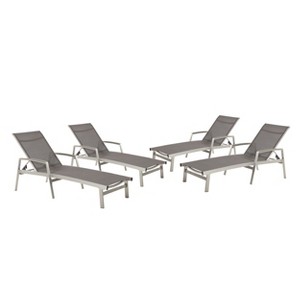 GDFStudio Joy Outdoor Mesh and Aluminum Adjustable Chaise Lounge (Set of 4) - 1 of 4