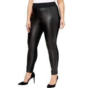I.N.C International Concepts Womens Faux Leather Front Casual Leggings, Black, 22W - 1 of 1