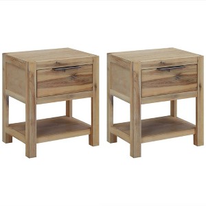 vidaXL Nightstand Bedside Cabinet Nightstand with Drawer Solid Acacia Wood and Engineered Wood - 1 of 4