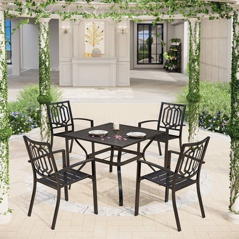 5pc Patio Dining Table Chairs Black Captiva Designs