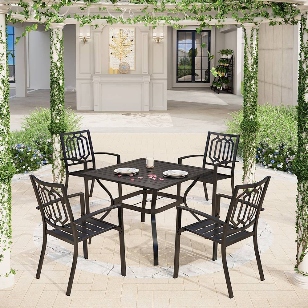 Photos - Garden Furniture 5pc Patio Dining Table & Chairs - Black - Captiva Designs