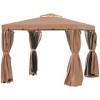 Outsunny 10' x 10' Patio Gazebo Outdoor Canopy Shelter with Double Vented Roof, Netting and Curtains for Garden, Lawn, Backyard and Deck, Brown - 4 of 4