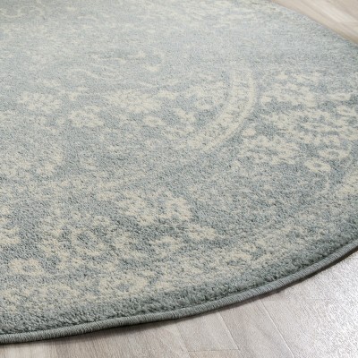 Adirondack Slate and Ivory Round Synthetic Area Rug