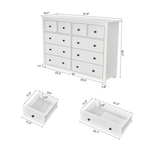 Gulches Modern White 10-Drawer Dresser - Wide Chest, Golden Handles, Ample Storage, Sturdy & Safe, Easy to Assemble - 1 of 4