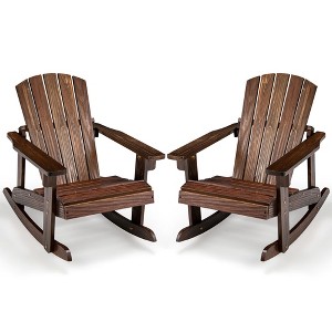 Tangkula 2PCS Kid Adirondack Rocking Chair Outdoor Solid Wood Slatted seat Backrest - 1 of 4