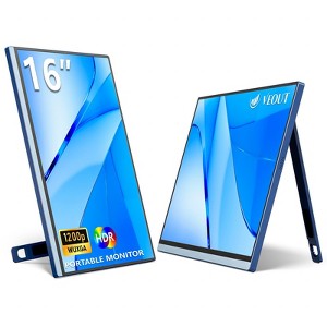 ZACHVO 16" Portable Monitor, 1920×1200P IPS Laptop Screen with USB-C, HDMI Gaming Monitor with Kickstand - 1 of 4