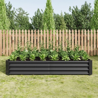 7.6x3.7x0.98ftRaised Garden Bed Kit - Metal Raised Bed Garden,Black