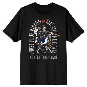 Pabst Blue Ribbon Grim Reaper Good Old-Time Flavor Men's Black T-shirt - 1 of 2