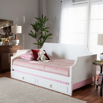 Baxton Studio Mariana Classic and Traditional Wood Daybed with trundle