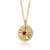 Guili Exquisite 14k Gold-Plated Sun Medallion Pendant Necklace with Ruby Cubic Zirconia - 2 of 2
