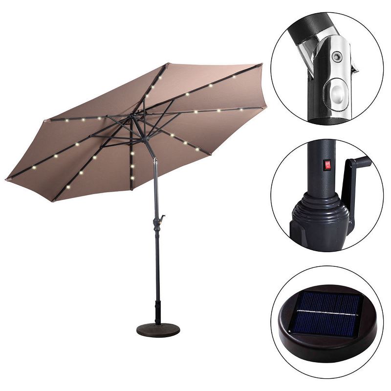 Costway 10ft Patio Solar Umbrella LED Patio Market Steel Tilt w/ Crank Outdoor (Tan), 5 of 11