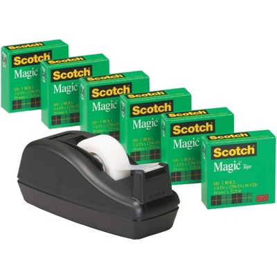 Scotch 810 Magic Tape with Dispenser, 0.75 x 1296 Inches, Matte Clear, pk of 6